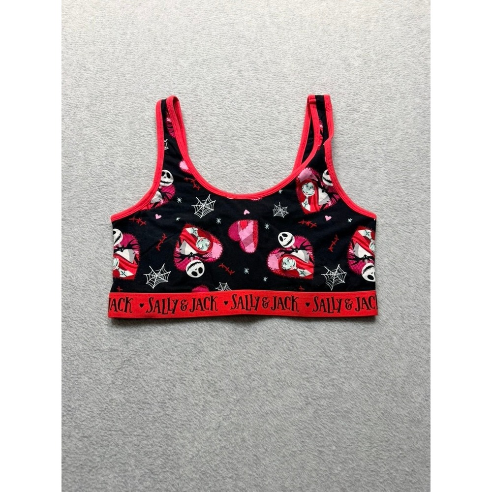 Disney Nightmare Before Christmas Jack & Sally Bralette Crop Top Black Red Sz 0